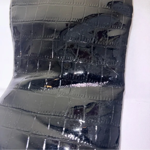 ECU Princess Polly Faux Black Patent Leather Crocodile Boots 7 New No Box - Picture 4 of 4